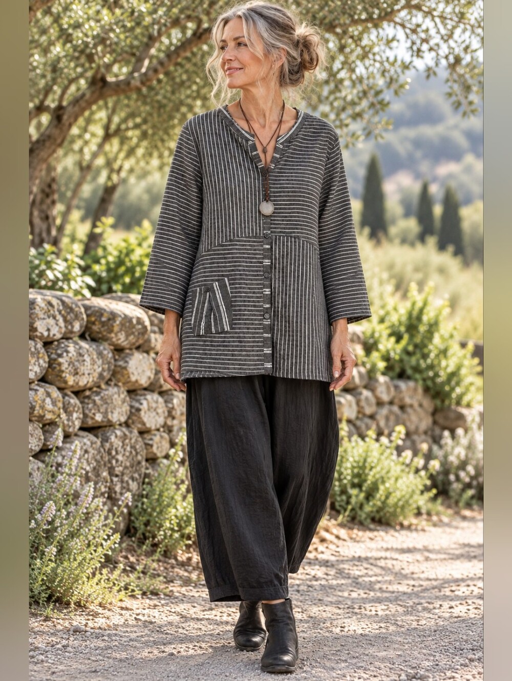 HABITAT CLOTHES TO LIVE IN PATCHWORK STRIPE TUNIC TOP SZ M